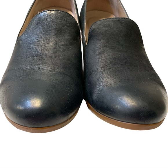 Dansko Preston Pump Wooden Black Leather Loafer Stacked Closed Toe Block Heel - Picture 5 of 12